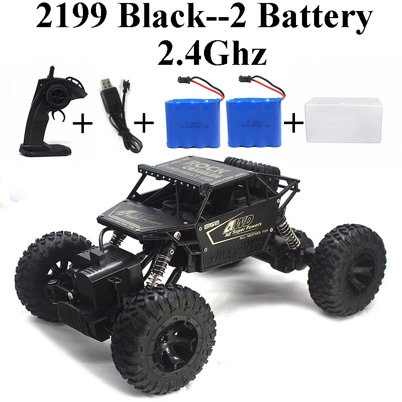 2.4Ghz Rock Crawler 1:16 Rc Auto 4WD Radio Control Sneeuwscooter 4X4 Drive Afstandsbediening Speelgoed Jongen 2199-2: 2199-Black-Set-2