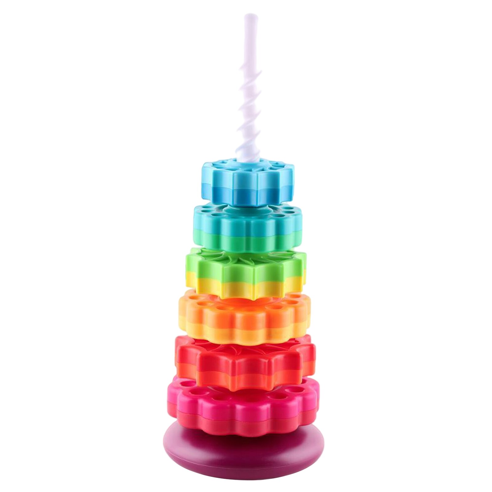Plastic Rainbow Tower Stacking Toy Classic Shape Early Educational Stacker for Boys and Girls