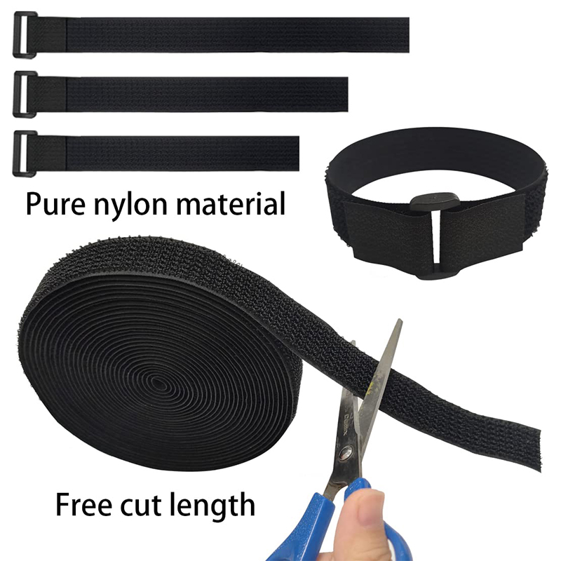 Klettverschlussband mit Kunststoffschnallen, verstellbare Kabelbänder, frei geschnittene Länge, Nylon-Sicherungsband für Kabelbinder