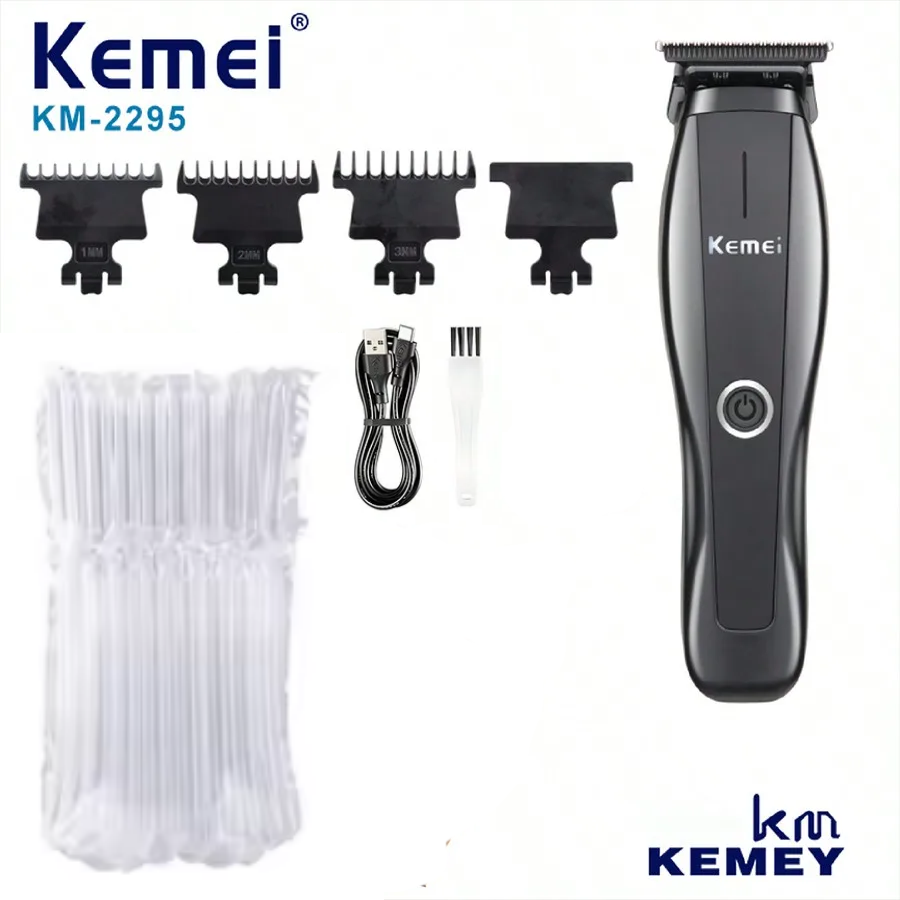 Cortadora de pelo Kemei KM-2295 de alta velocidad, máquina de peluquero con cuchilla DLC con soporte de carga, máquina de corte de pelo inalámbrica: Marfíl