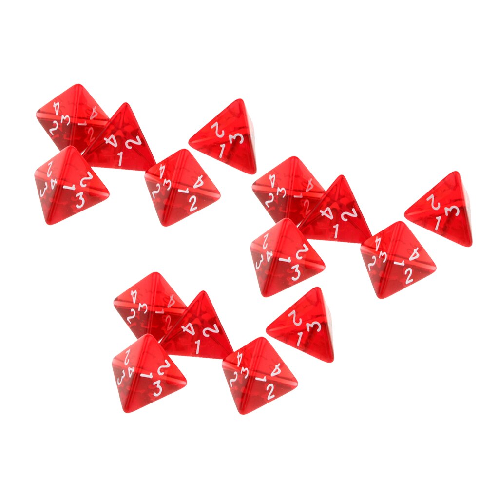 15 teil/paket Rote Würfel Set D4 Vier-Seitige Edelstein Würfel 2cm 4-Sterben RPG Würfel Würfel Player accs