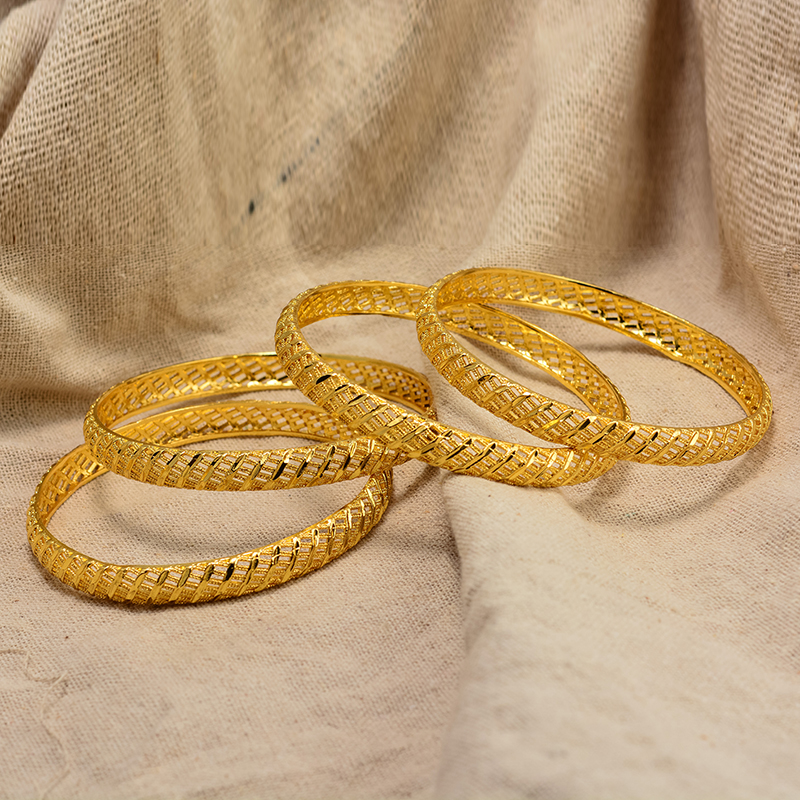 Wando Afrikaanse Gouden Kleur Glanzend Armbanden Voor Vrouwen Meisjes Dubai Cirkel Bruid Bruiloft Armband Ethiopische Sieraden