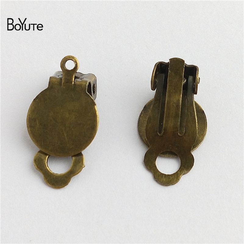 BoYuTe 100PCS 5 Colors Metal Iron No Pierced Ear Clip with 10MM Blank Base Diy Earrings Jewelry Parts Accessories: Antique Bronze