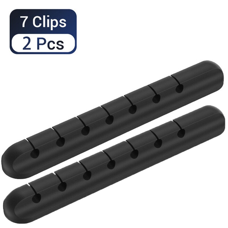Kabel silikonowy Organizer do słuchawek słuchawka mysz ładowarka kabel USB biurko Winder elastyczny kabel do zarządzania kabel z zaciskami uchwyt: 2 pcs 7 clips