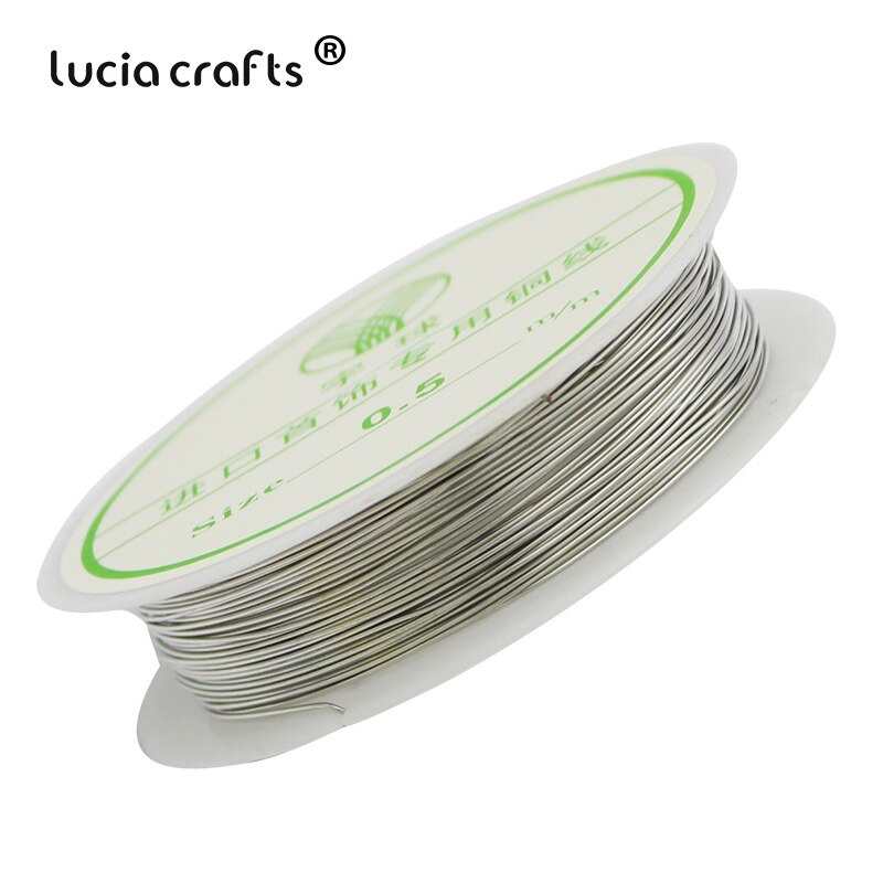 Lucia håndværk 0.3/0.4/0.5/0.8mm sliver perletråd metal håndværk ledning perle hånd tablet 1 rulle / pakke  i0204: Sølv 0.5mm