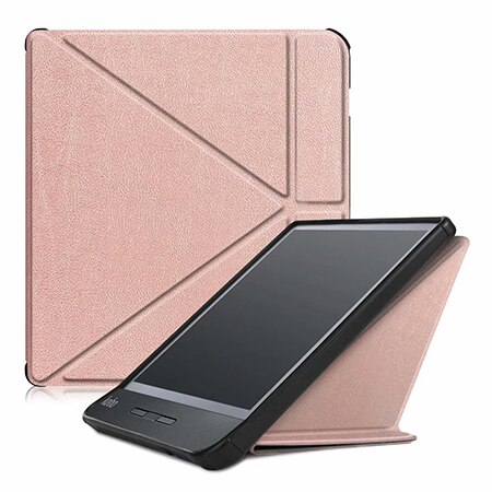 Funda magnética para tableta Kobo Libra H2O, 7 pulgadas, E-book , carcasa con soporte abatible para transformador, de cuero PU, para Kobo Libra H2O: RoseGold