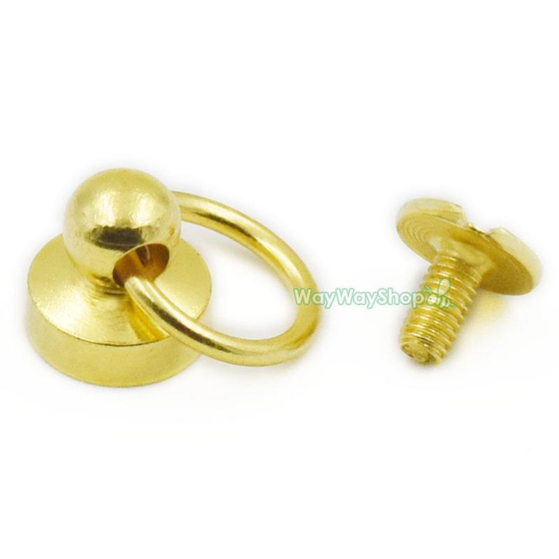50 Uds. Botón de cabeza tuerca tornillo de rosca 1/4 "6mm O anillo para tornillo Chicago nail níquel bronce dorado: Gold