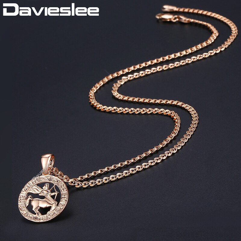 Davieslee Womens Boogschutter Sterrenbeeld Hanger 585 Rose Gold Sterrenbeeld Hanger Ketting Voor Vrouw Sieraden DGP181