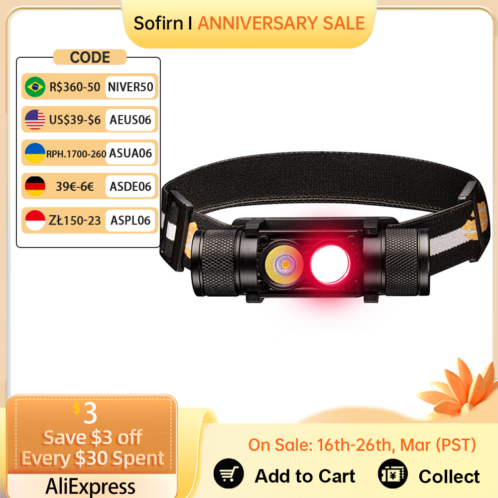 D25LR LED 90 High CRI Rechargeable Headlamp Powerful Lightweight Head Flashlight with Bright White Light 660nm Deep Red Torch