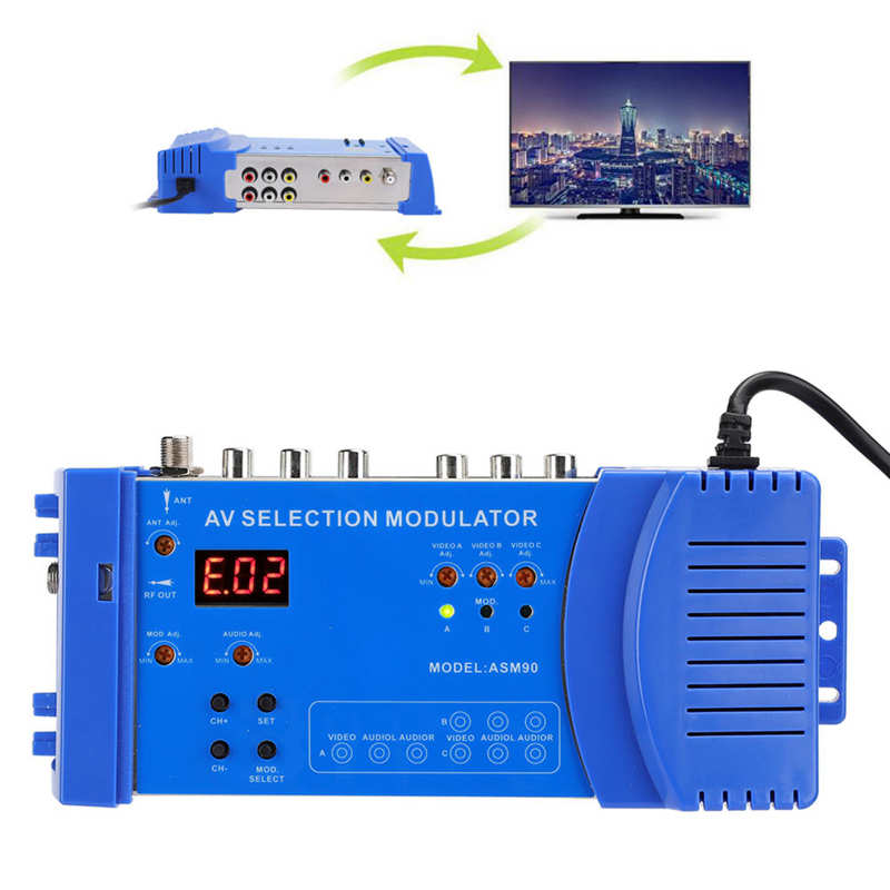 ASM90 Digital Domestic Modulator AV Optional Modulator VHF UHF PAL Standard Portable Converter for EU Plug