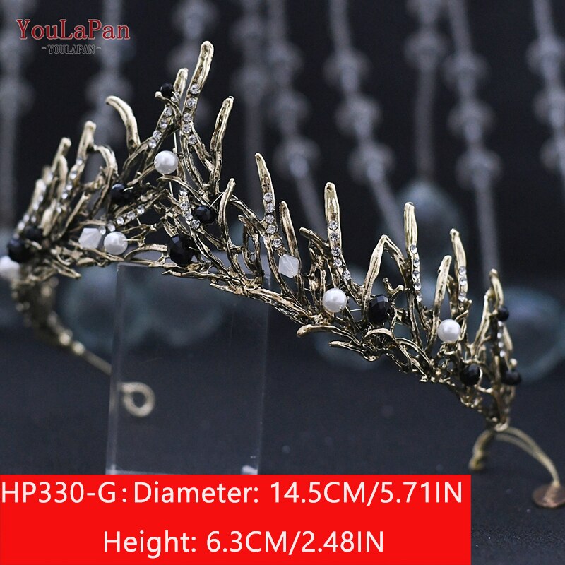 TOPQUEEN HP326 Zirkonia Hochzeit Tiara für Braut-Prinzessin Tiara Stirnband Braut Krone Braut Haar Zubehör für Frauen Tiara: HP330-G