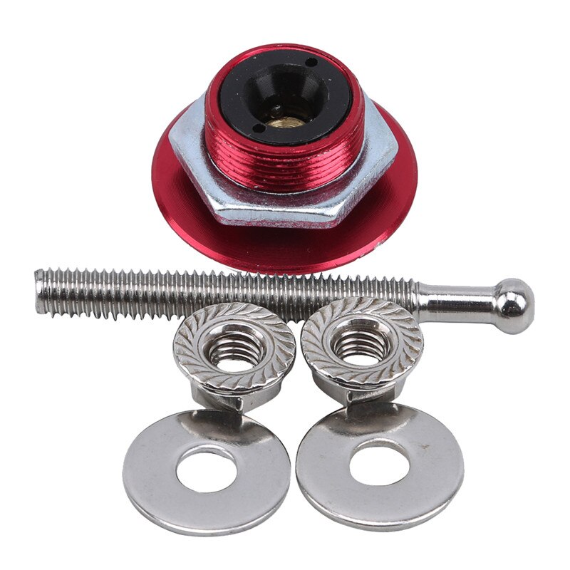 Universal Push Button Billet Hood Pins Lock Clip Kit Engine Bonnets Lock Aluminum Car Engine Cover Lock: Red short