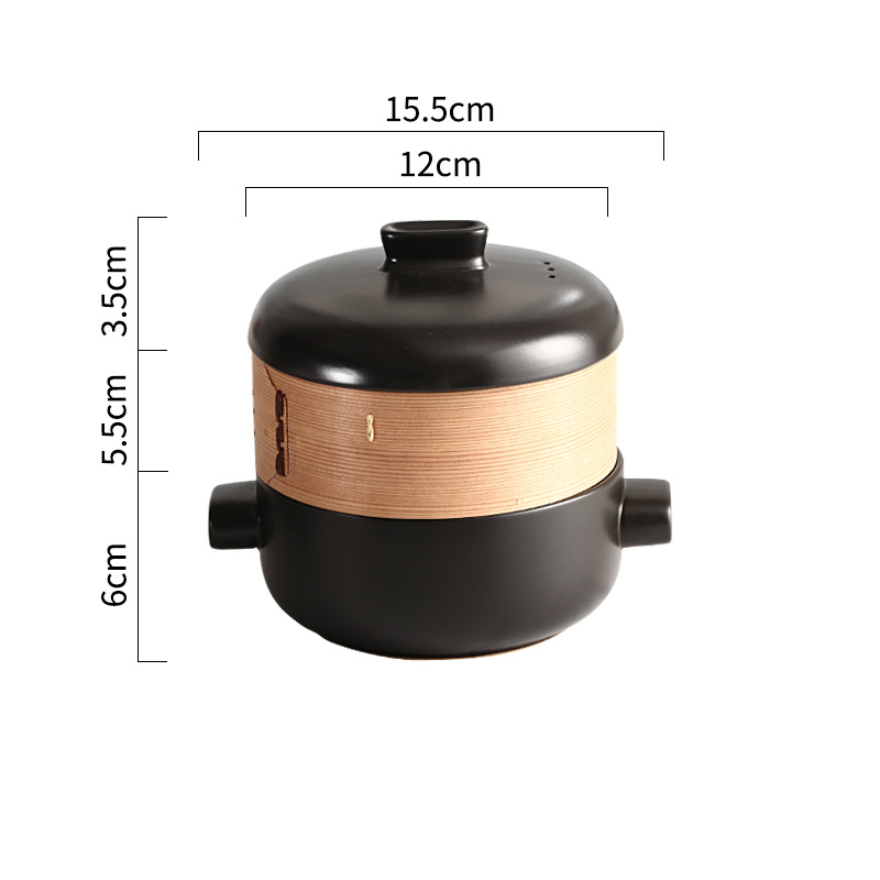 Japanese Style Steamer Casserole With Steamer Drawer Soup Pot Stew Pot Bamboo Multilayer Hotel Household Ceramic Casserole ZB182: Blue