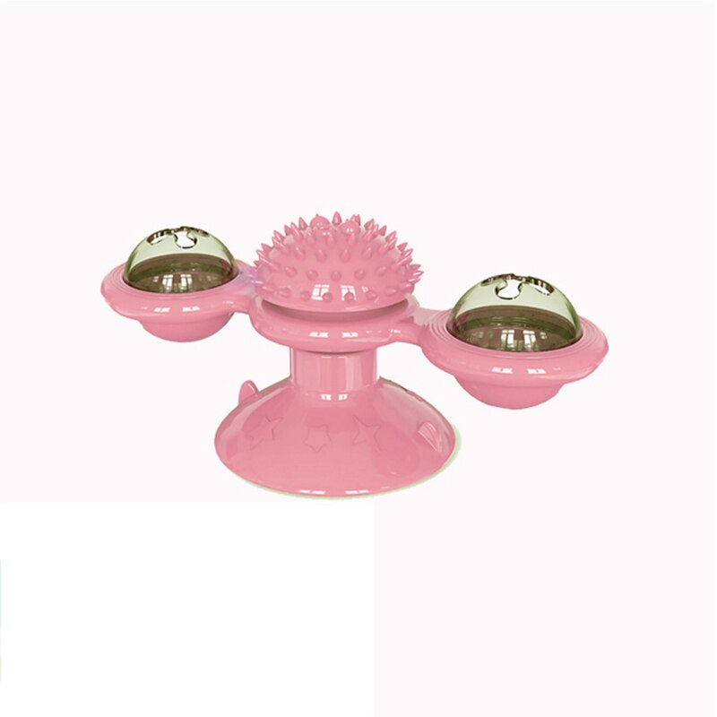Windmill Cat Toy Interactive Pet Toys for Cats Puzzle Cat Game Toy With Whirligig Turntable for Kitten Brush Teeth Pet Supplies: pink