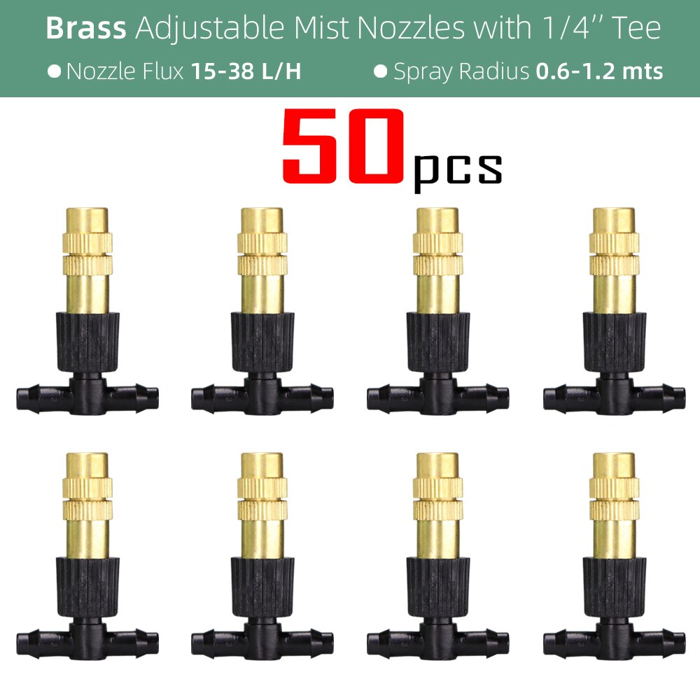 15-250PCS Adjustable Copper Misting Nozzle w/ 4/7mm Plastic Tee Connector Brass Watering Irrigation Sprinkler Cooling Nozzle: Burgundy