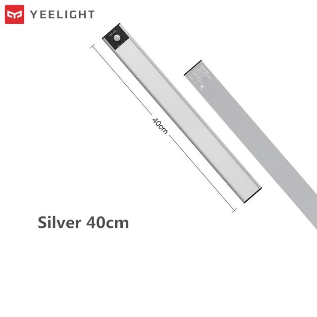( Global Version )YEELIGHT Sensor Night Light LED Smart Human Motion Induction Light Bar Rechargeable Corridor Wall Cabinet lamp: silver 40cm