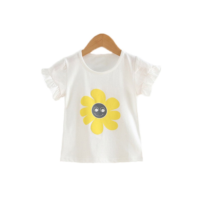 Piger& #39 ; tøj børnetøj populære blomstertoppe kortærmede t-shirt piger& #39 #39 tøj 2 to 7 år gammelt tøj
