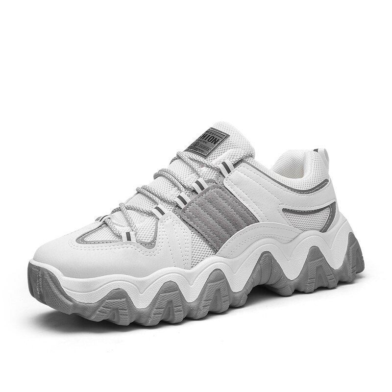 Seedstar herenschoenen lenteschoenen platform sneakers voor heren dikke casual dad schoenen dames dikke zool jongens jelly schoenen: Wit / 40