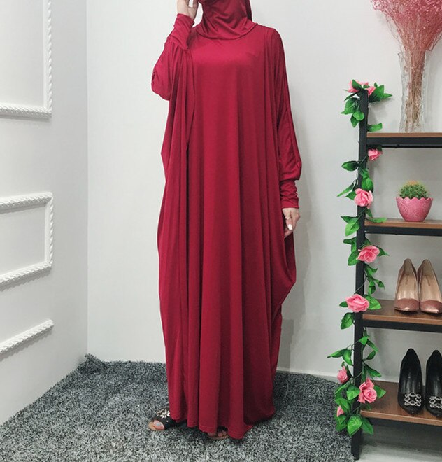 Abaya – Robe longue à capuche pour femmes, vêtement de prière, Hijab, Kaftan, vêtements islamiques turcs, Burka: wine red