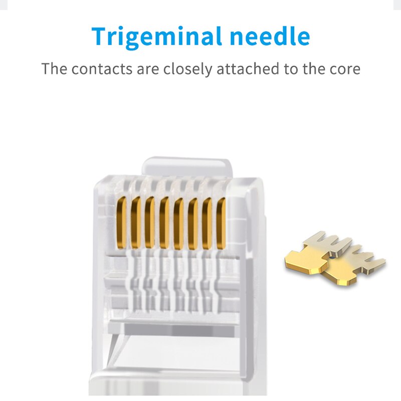 Anmck 10/20/30PCS Connector RJ45 Ethernet Cable Module Plug Network Connector RJ-45 Crystal Heads Cat6 50U Gold Plated Adapter