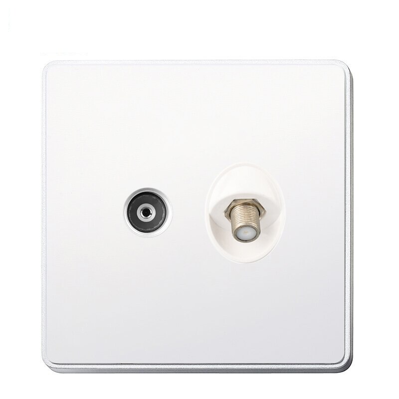 Rj45 Wall Socket Internet Outlet With TV Outlet Wall Data RJ45 Internet Computer Double Phone Socket Plastic Panel Cable TV: TV and Cable TV