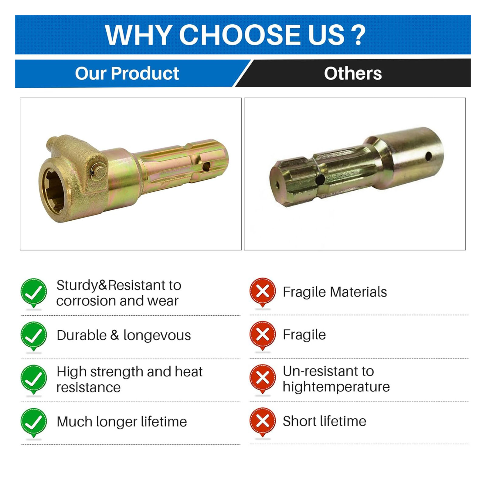 PTO Adapter Female 1 3/8in 6 Spline Male 1 3/8in 6 Spline PTO Extender for Up to 70HP Tractor 6 Spline PTO Extender PTO Extender