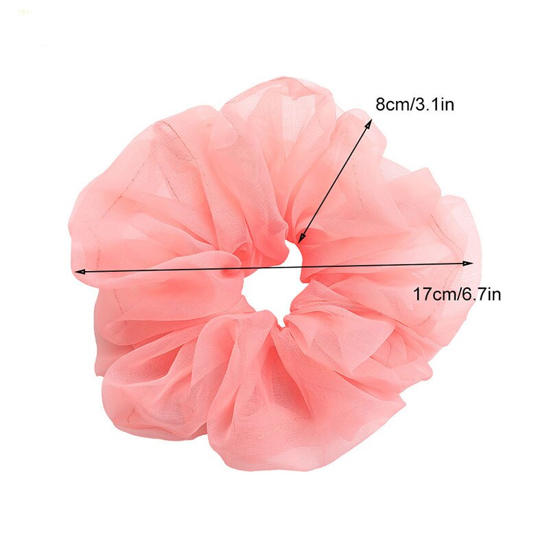 Scrunchies de malla de gran tamaño para mujer, cuerda romántica para el cabello rosa y azul, lazos para el cabello de Organza de tul transparente, accesorios para el cabello, banda para el cabello