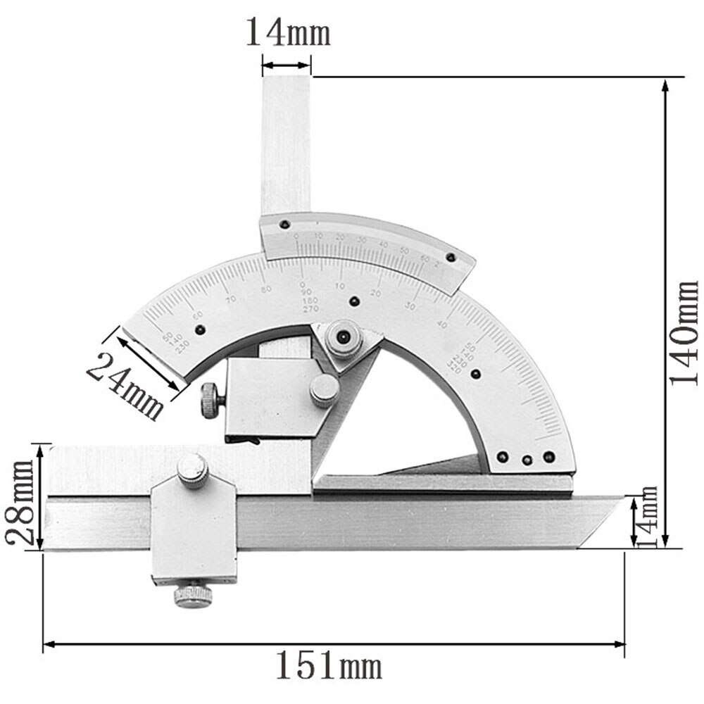 High! 0-320 Degrees Universal Angle Meter Bevel Protractor Precision Scales Bevel Protractor Ruler