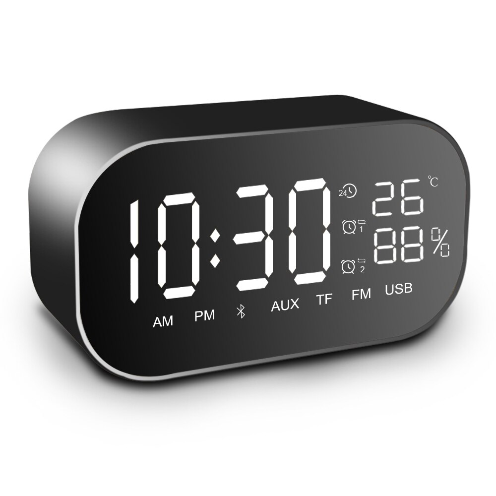 Tabletop FM Radio Stereo Receiver with Led Display USB Multifunction Double Bluetooth Speaker Alarm Clock Support Aux-IN/TF card: Default Title