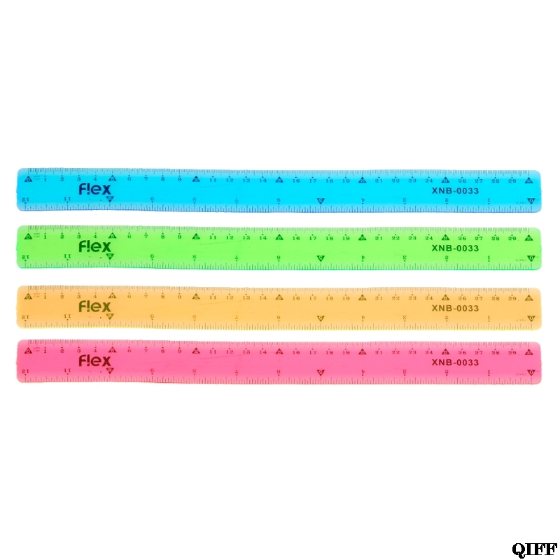 &amp Soft 30cm Ruler Multicolour Flexible Stationery Rule School Supply APR28