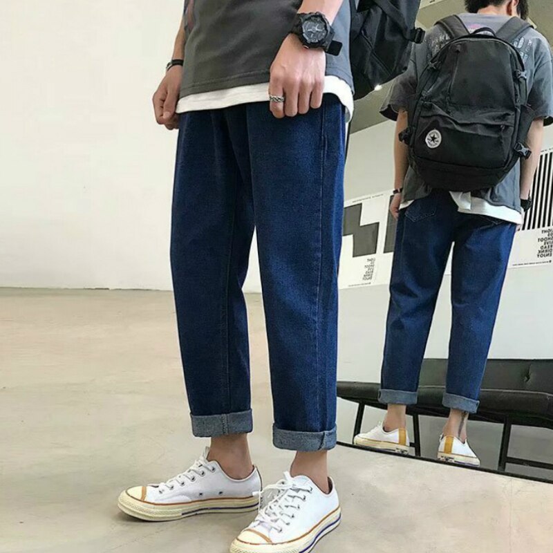 Jeans heren enkellang casual chic eenvoudig plus size 4xl baggy jeans dagelijks streetwear herfst koreaanse stijl effen vintage bf