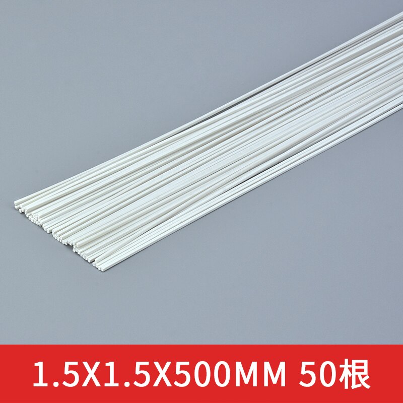 50pcs ABS solid square sticks DIY manual construction sand table model of ABS model transformation of solid rods diorama: 1.5x1.5x500mm