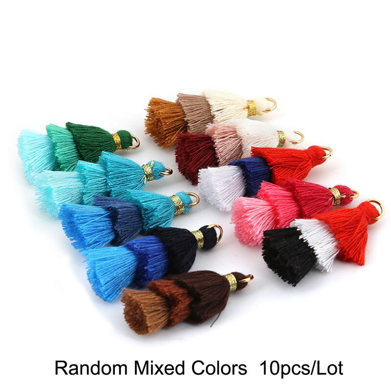 Nieuwste 3 lagen polyester katoenen kwastjes bedels voor oorbellen ketting sieraden doe-het-zelf bevindingen maken rugzak decoratie: Willekeurige mix 10 stuks