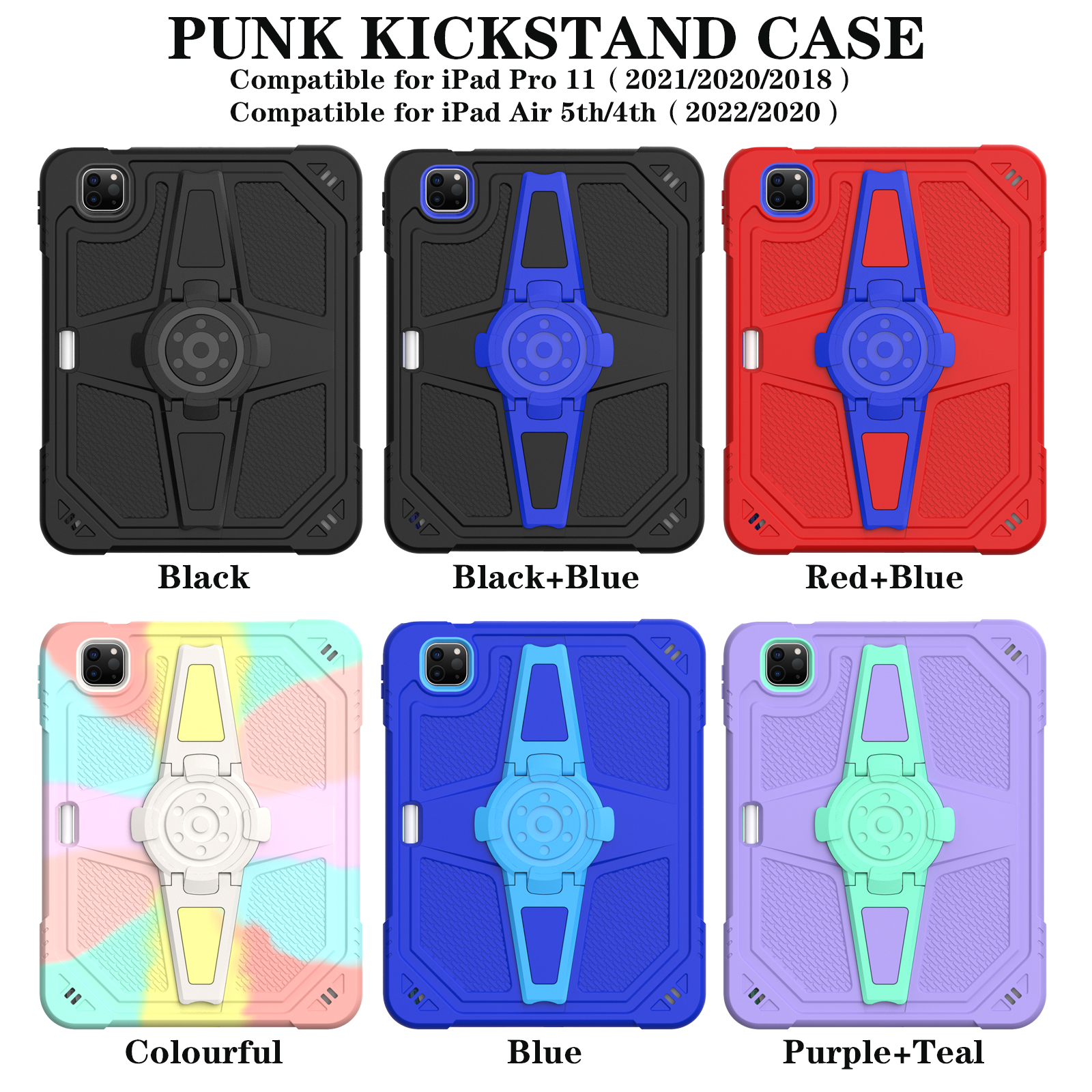 Case For iPad Air 4 5 10.9 inch Pro 11 PC Silicone Folding Built-in Kickstand Cover Shoulder Strap Pen Slot