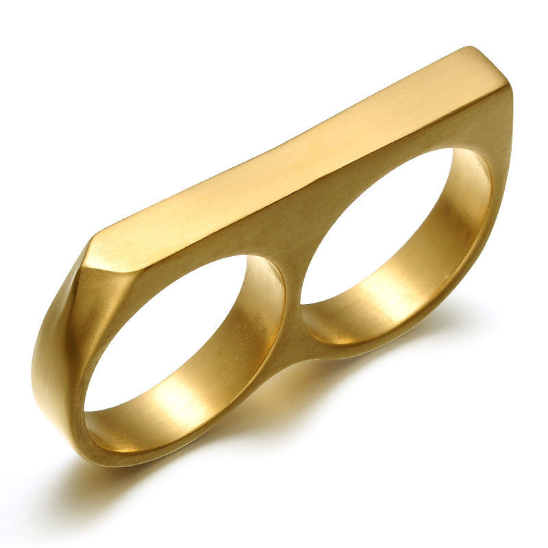 Twee Vinger Ringen Man Metal Hard Ring Voor Party 2 Vingers Ring Rebelse Ring Opstand Persoonlijkheid Sieraden Fzl Non-overeenstemming Jongen