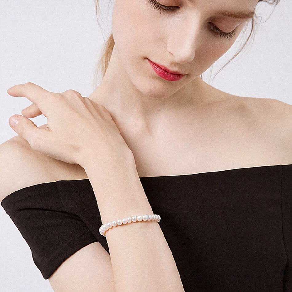 Natuurlijke Zoetwater Parel Armbanden Voor Vrouwen Verbazingwekkende Prijs 8-9mm Parel Sieraden Zilveren 925 Armband sieraden