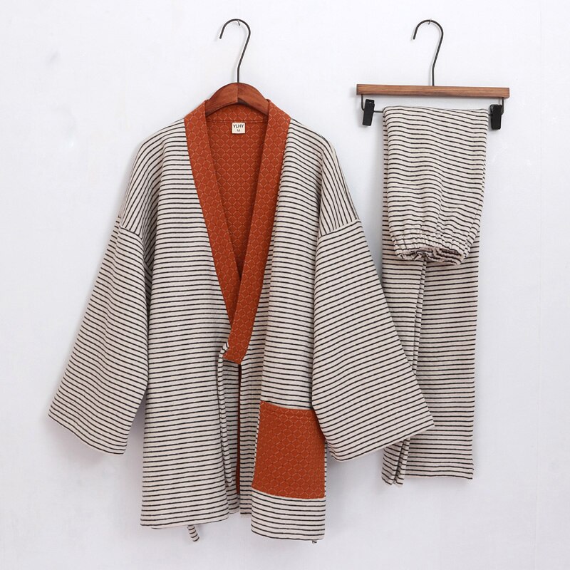Pyjama ample japonais traditionnel pour hommes, ensemble Kimono Yukata, peignoir de bain, vêtements d&#39;hiver vapeur pour dormir et se détendre