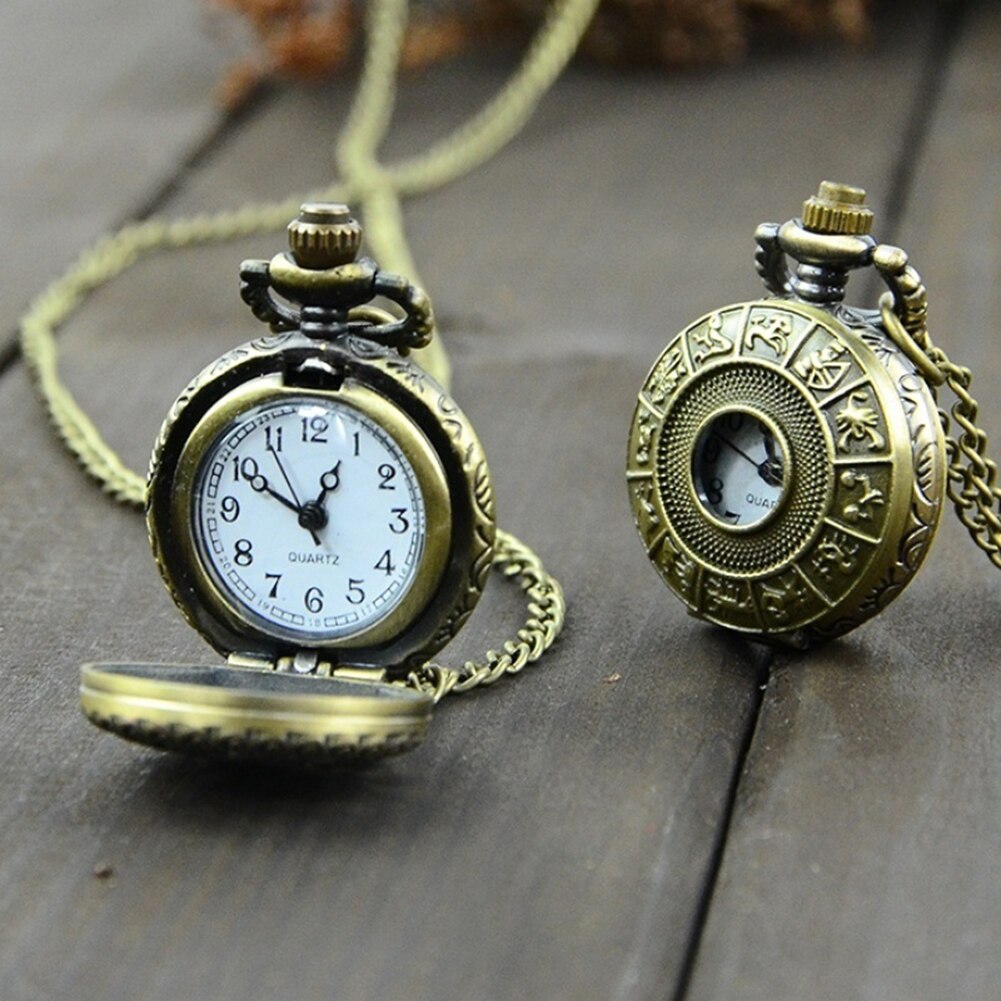 Fickur retro vintage steampunk kvarts halsband carving hänge kedja klocka fickur herr och kvinnors halsband klockor