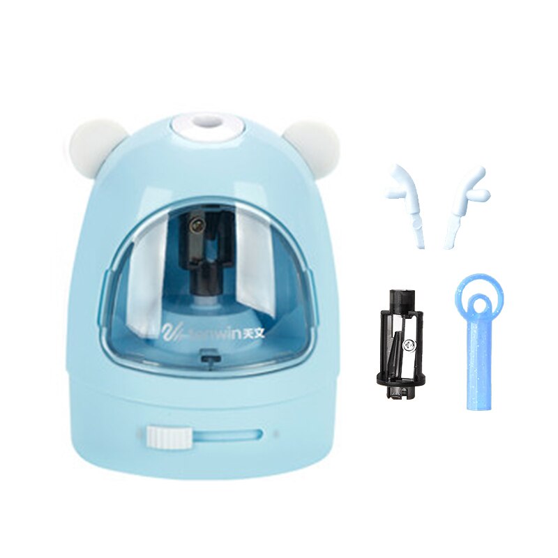 Tenwin-sacapuntas eléctrico multifunción, sacapuntas automático, sacapuntas de dibujos animados, papelería, suministros escolares: 8017-full-blue