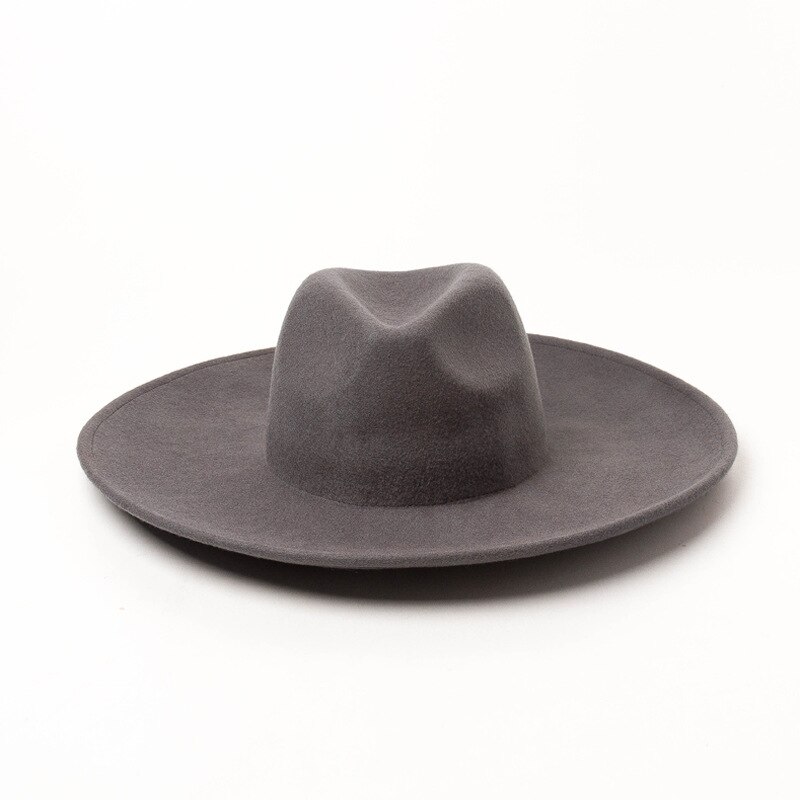 100%  moderigtig boho chic fedora-hat i landlig stil med bred skygge: Grå