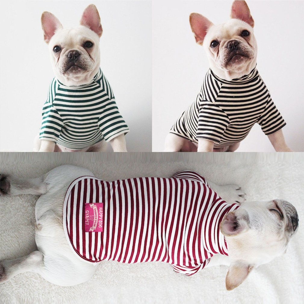 Spring Summer Pet Dog Shirt Striped Short Sleeve High Collar Cotton Shirt Universal Dog Clothes For Most Dogs