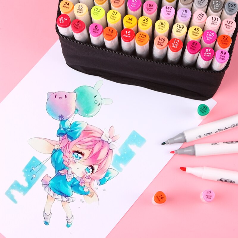 CHENYU-rotuladores con Alcohol de doble punta, marcadores para dibujo de Manga, a base de Alcohol, no tóxico, suministros de arte, 30/40/60/80 piezas