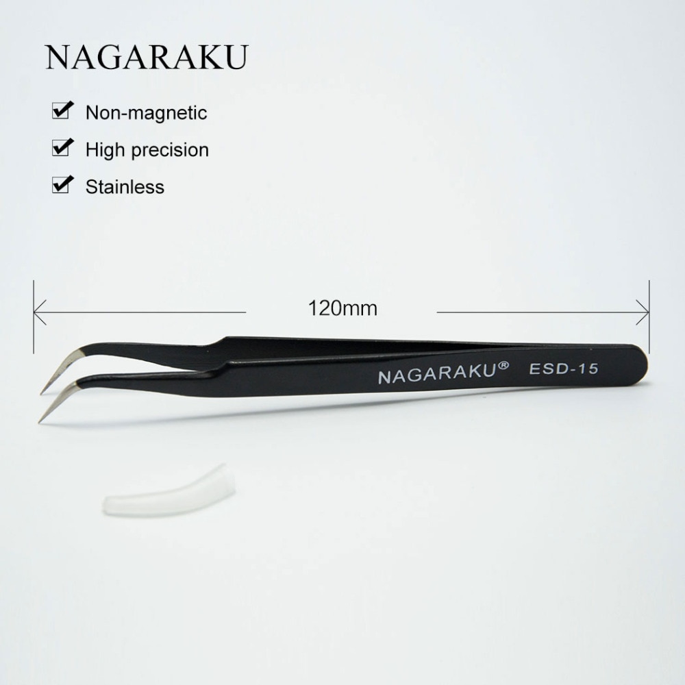NAGARAKU Eyelash Extension 2pcs set Straight and Curl Stainless Lash Accurate Eyelash Tweezers Pincet False Eyelash Tweezers.