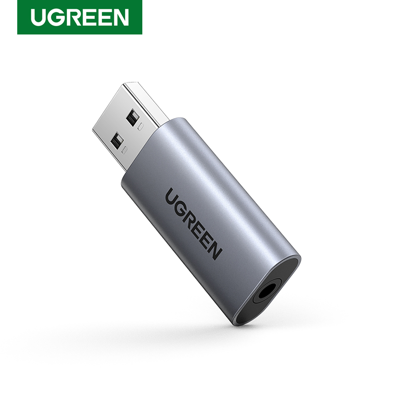 UGREEN Sound Card USB Audio Interface 3.5mm Sound Adapter for PC Laptop PS4 Earphone Speaker External USB Sound Card Audio Card: Without Cable