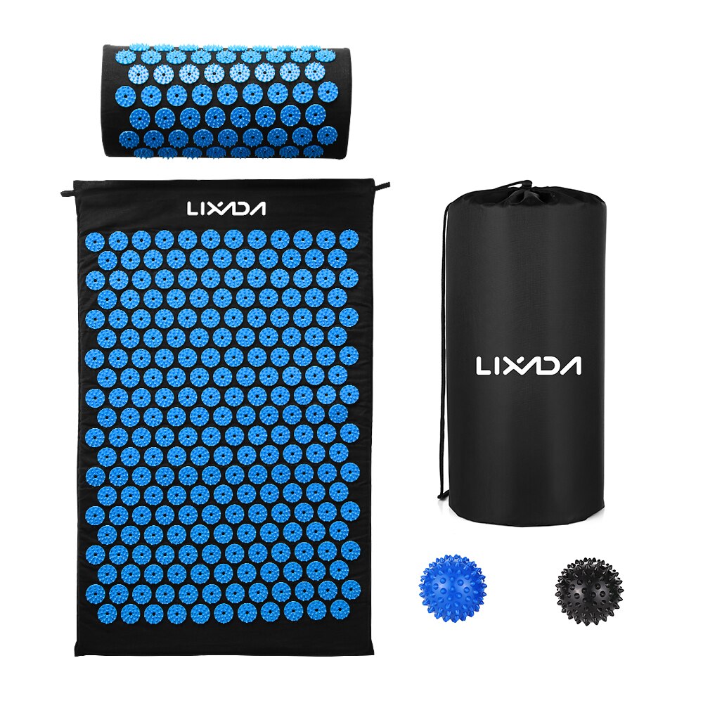 Lixada Acupressure Mat and Pillow Set with 2pcs Spiky Massage Balls for Back/Neck/Feet Pain Relief and Muscle Relaxation