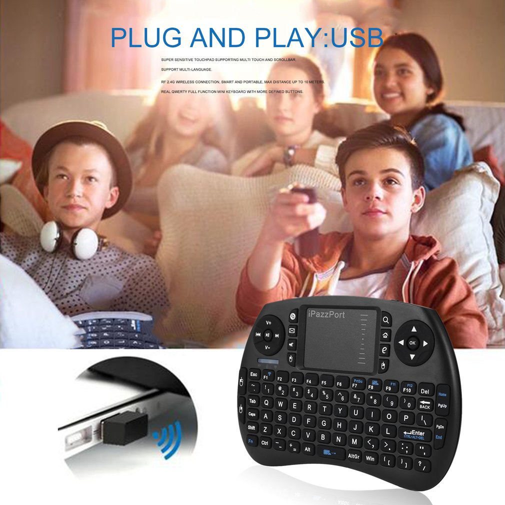 Mini teclado ligero de 2,4 GHz, Control remoto con Touchpad de ratón inteligente para Android, Smart TV KP-810-21S