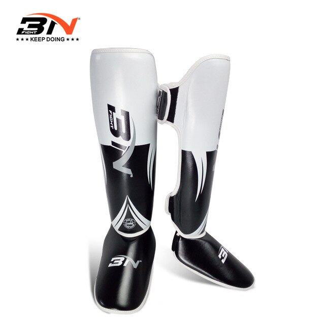 BNPRO une paire de protège-tibia de boxe en cuir d'unité centrale protecteur de cheville MMA Muay Thai jambières d'entraînement légères