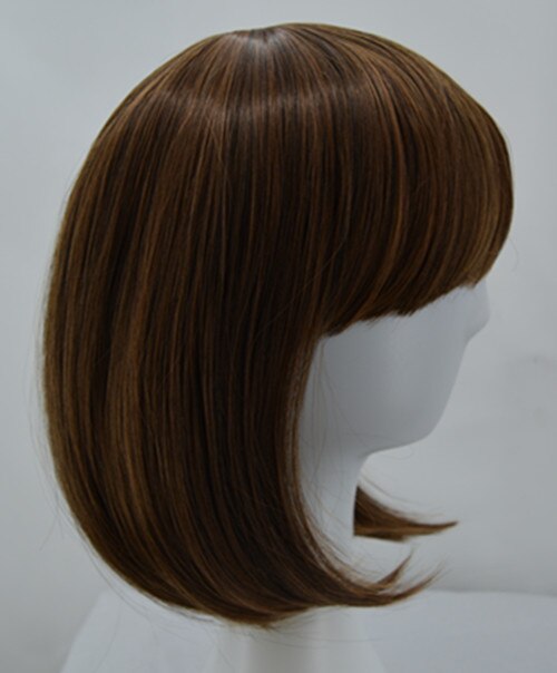 Fei-show korte golvende blonde pruik synthetische hittebestendige vezel vrouwen vrouwelijke peruca perruque peruk schuin hellend pony haarstuk: 1b/30hl