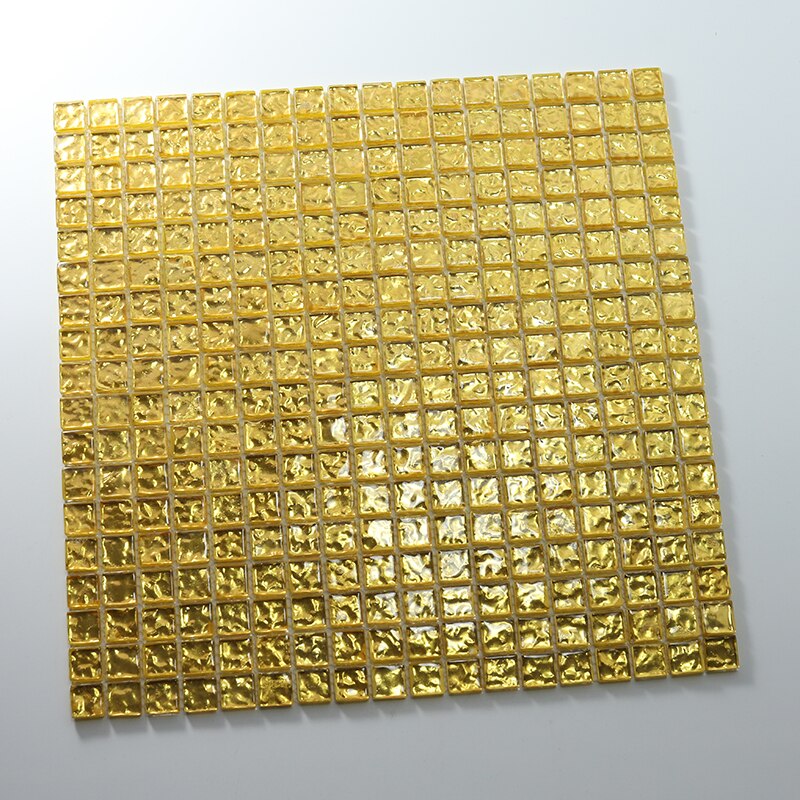 15mm Gold Foil Glass Mosaic For Kitchen Backsplash Bathroom Glass Wall Tile JMFGT2037