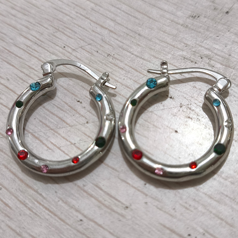 Boucles d'oreilles rondes en acier inoxydable pour femmes, couleur or, cristal, Imitation perle, métal, bijoux de fête au quotidien: Couleur or jaune pâle